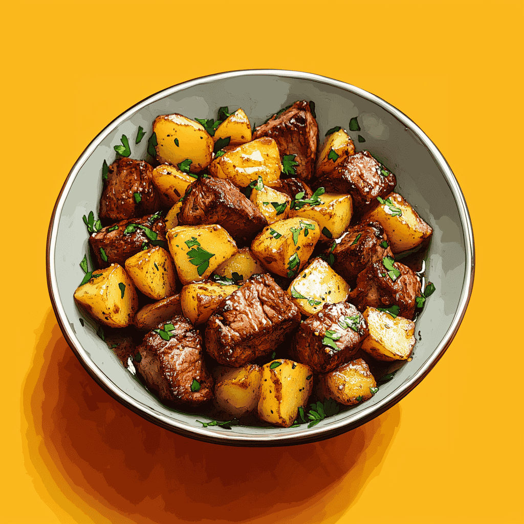 Air Fryer Garlic Butter Steak And Potatoes